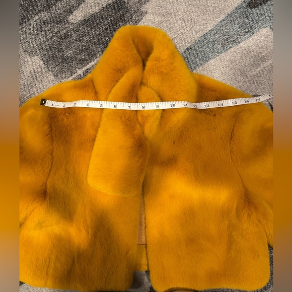Patrizia Pepe Mustard Yellow Faux Fur Jacket Size 42 - Picture 10 of 10